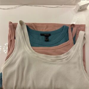 Ribbed Tank Tops - White, Pink, Blue, Black